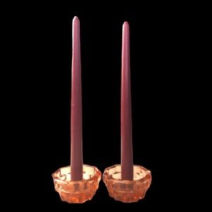 Indiana Glass American Whitehall Taper Holder Peach Candlestick Set 2 Item #1966